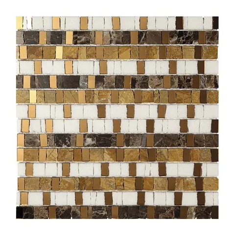 Mosaico su rete 30×30 con tessere bronzo a specchio e tessere chiare